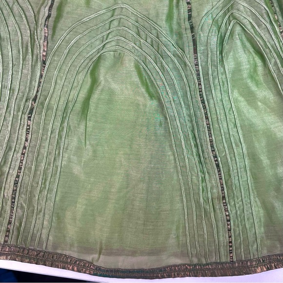 VIRTUES Vintage Empire Waist Metallic Fairy Grunge Circle Skirt Midi Dress Boho - Picture 12 of 15